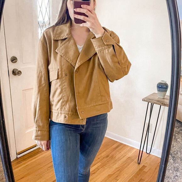 Banana Republic Amelia Flight Jacket Hemp Caramel Apple L - Picture 10 of 12